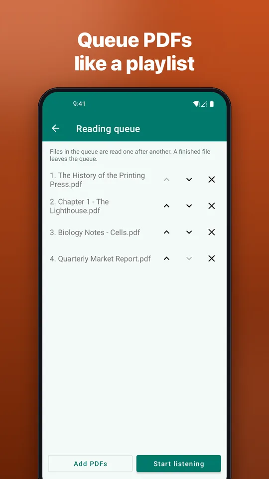 Screenshot: Queue PDFs like a playlist